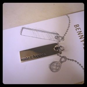NWT"Make It Happen" sterling silver bar pendant